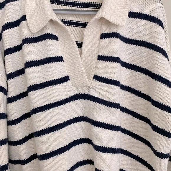Madewell Dedham Stripe Polo Sweater in Medium - Picture 3 of 11